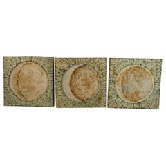 Japanese Triptych Wall Sculpture Phases of the Moon