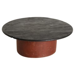 Mesa de Centro Tronco Japonesa con Tapa de Pino Carbonizado, Periodo Meiji