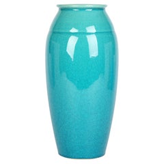 Japanese Turquoise Glazed Fine Craquelure Art Pottery Vase