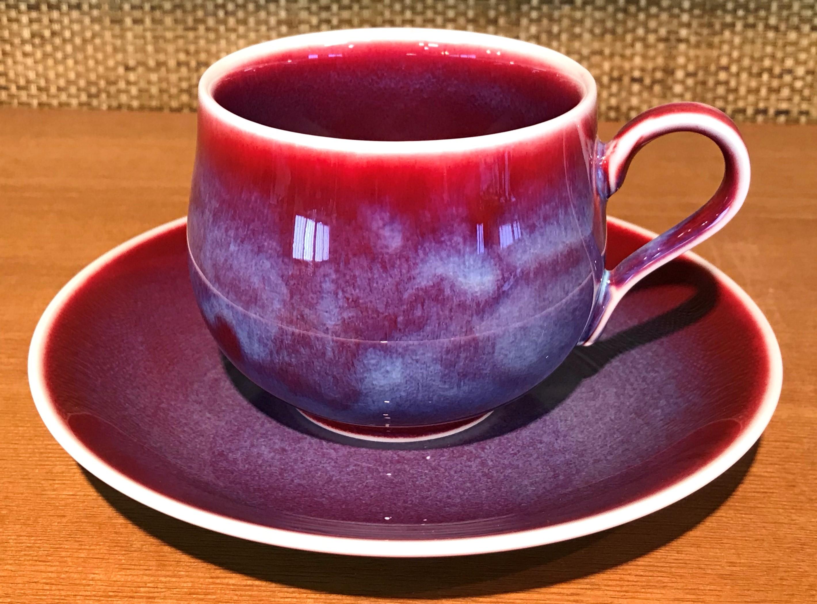 Japanese Turquoise Hand-Glazed Porcelain Cup and Saucer by Master Artist 7