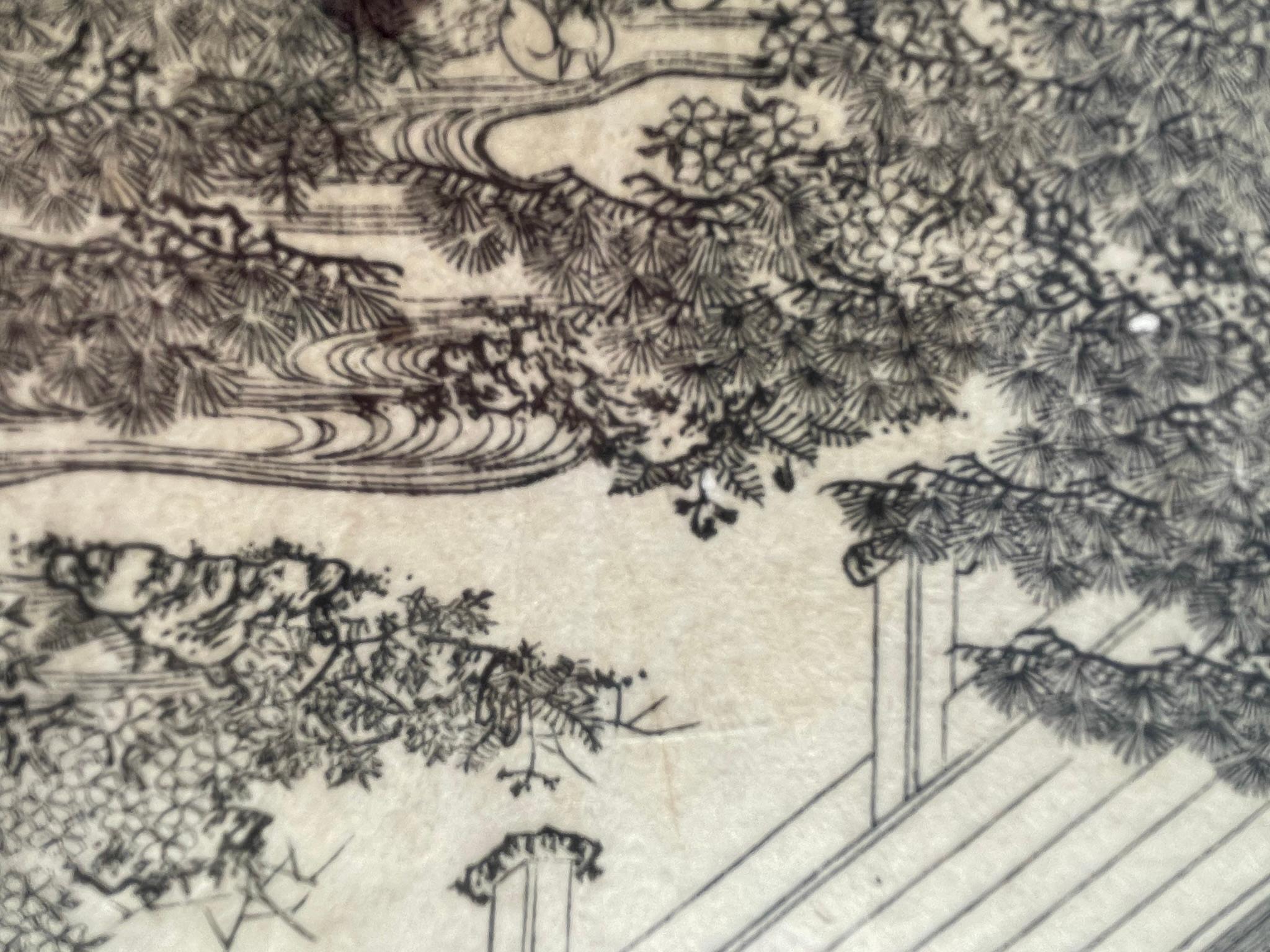 Paire de gravures sur bois de jardin japonaises du 19e siècle, immédiatement encadrables en vente 4
