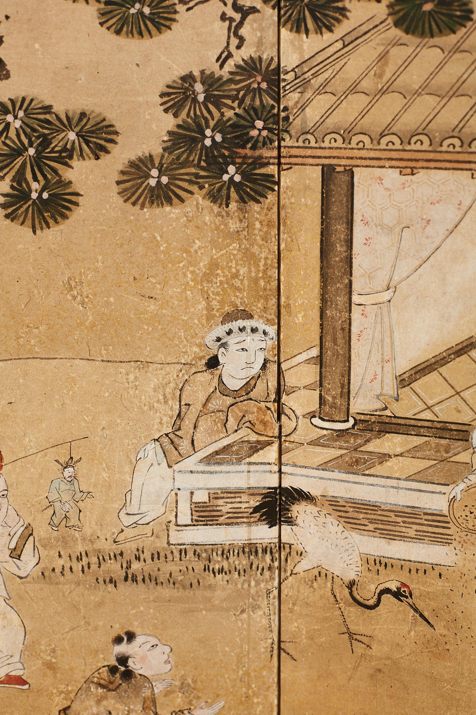 Japanese Two-Panel Kano School Meiji Period Screen 1