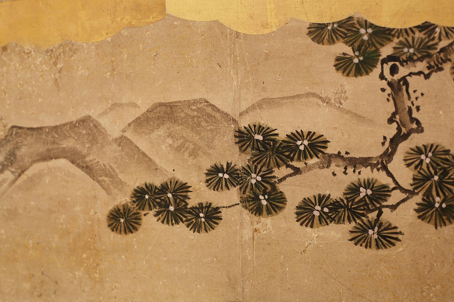 Japanese Two-Panel Kano School Meiji Period Screen 2