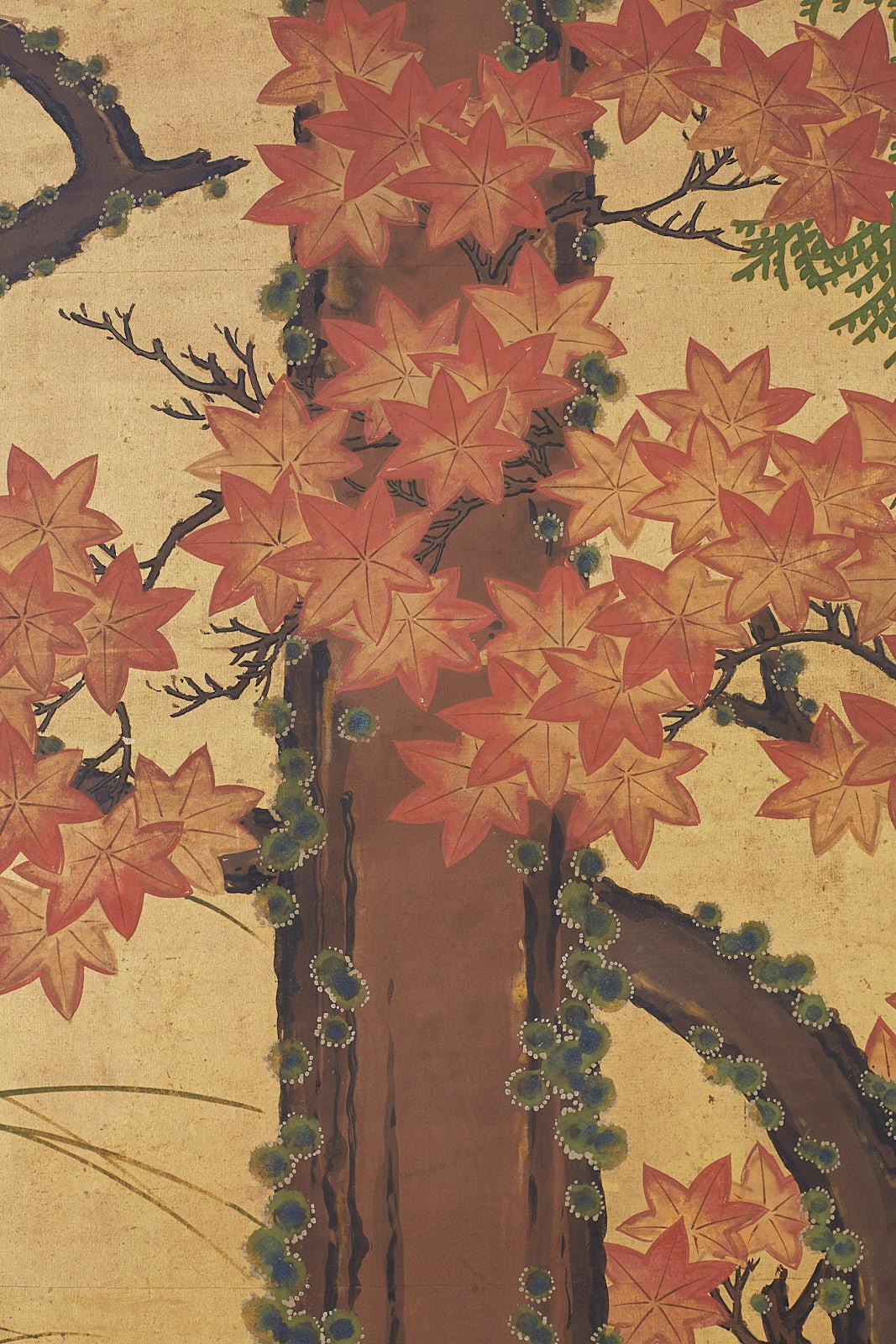 Japanese Two-Panel Meiji Screen Autumn Landscape 7