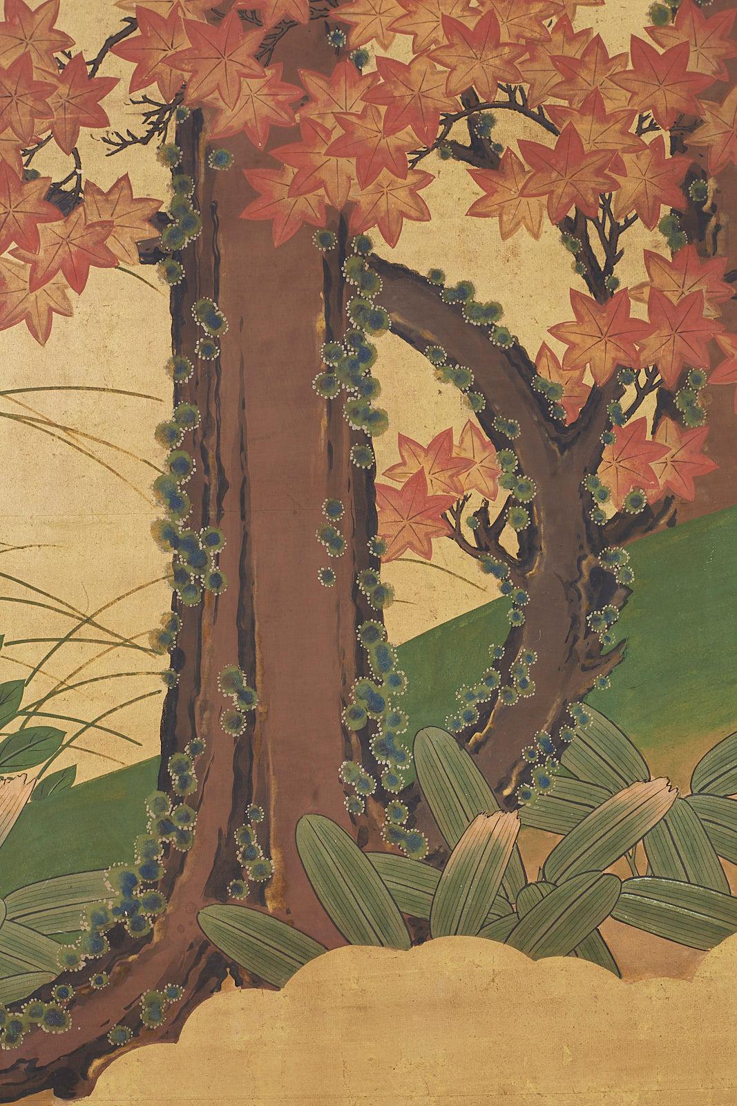 Japanese Two-Panel Meiji Screen Autumn Landscape 8