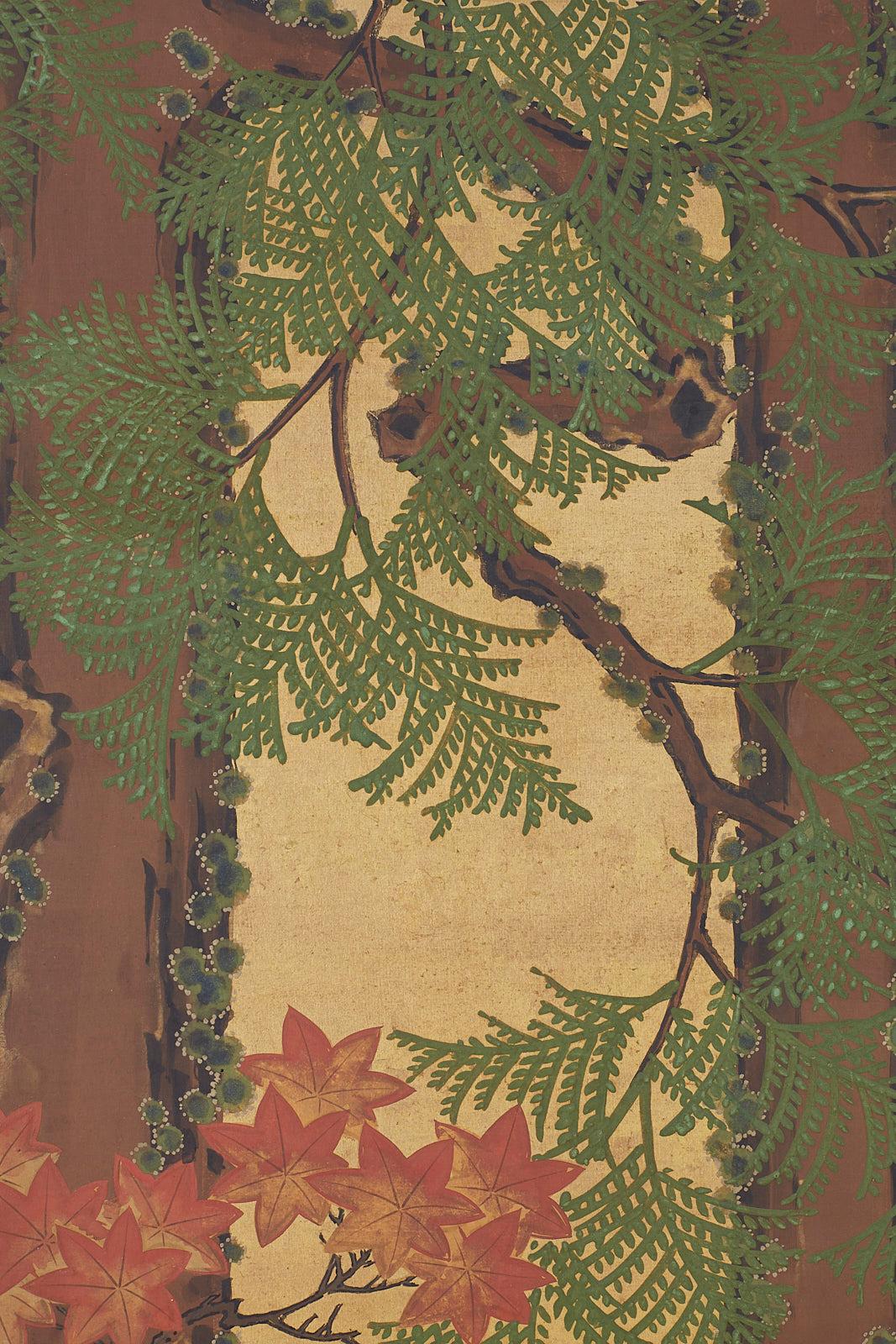 Japanese Two-Panel Meiji Screen Autumn Landscape 9