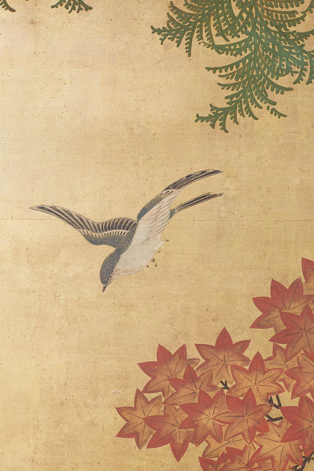Japanese Two-Panel Meiji Screen Autumn Landscape 1