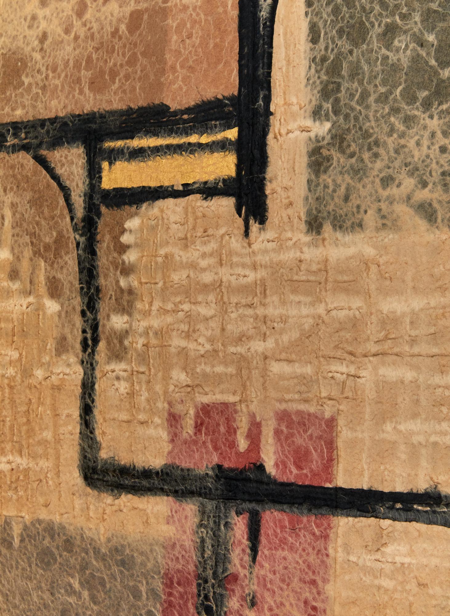 20th Century Japanese Two Panel Obara Screen: Mid Century Abstract For Sale