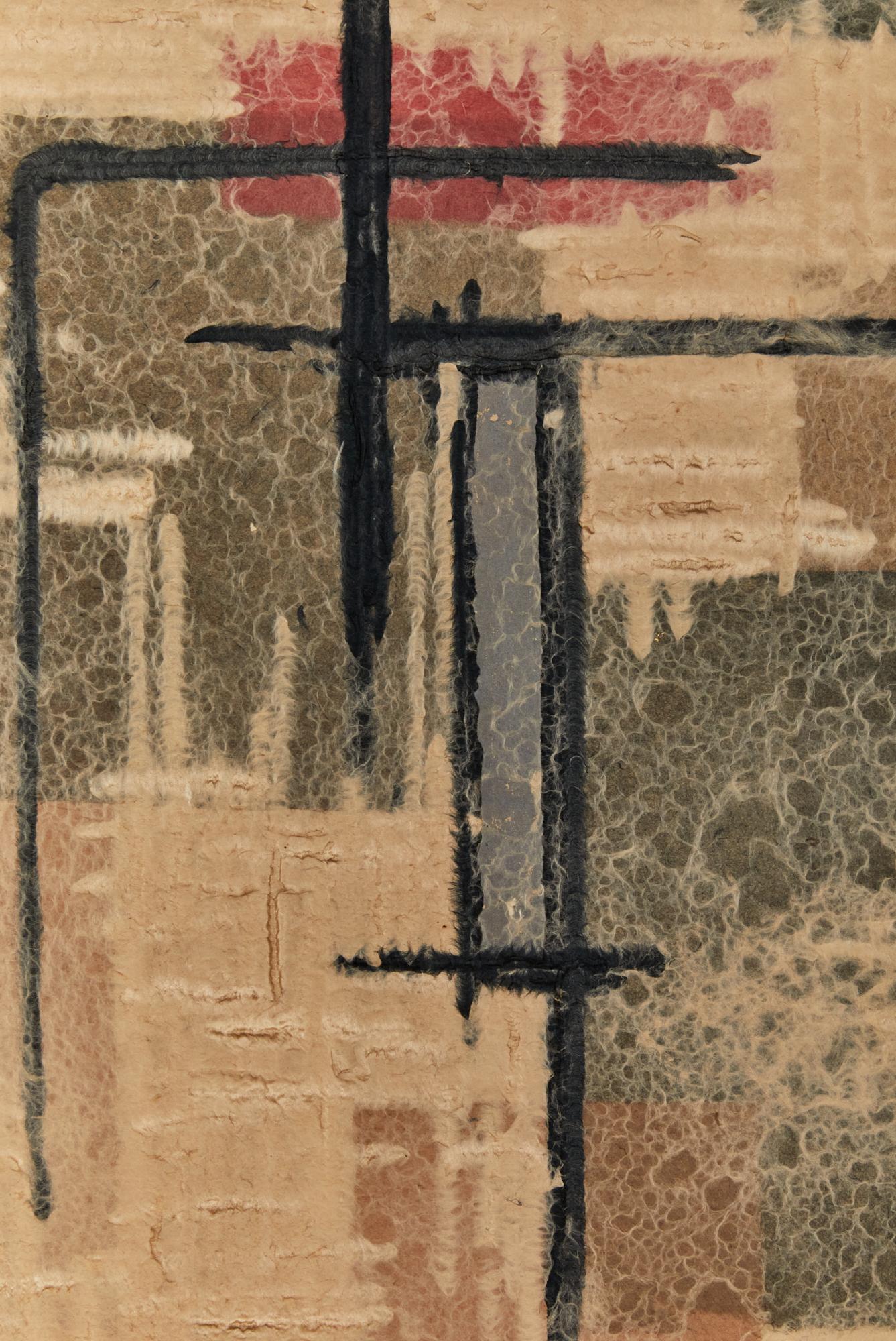 Japanese Two Panel Obara Screen: Mid Century Abstract For Sale 2
