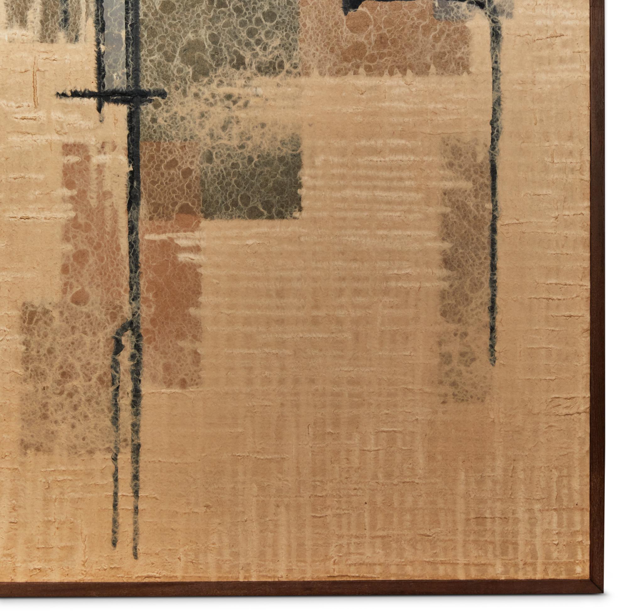 Japanese Two Panel Obara Screen: Mid Century Abstract For Sale 3