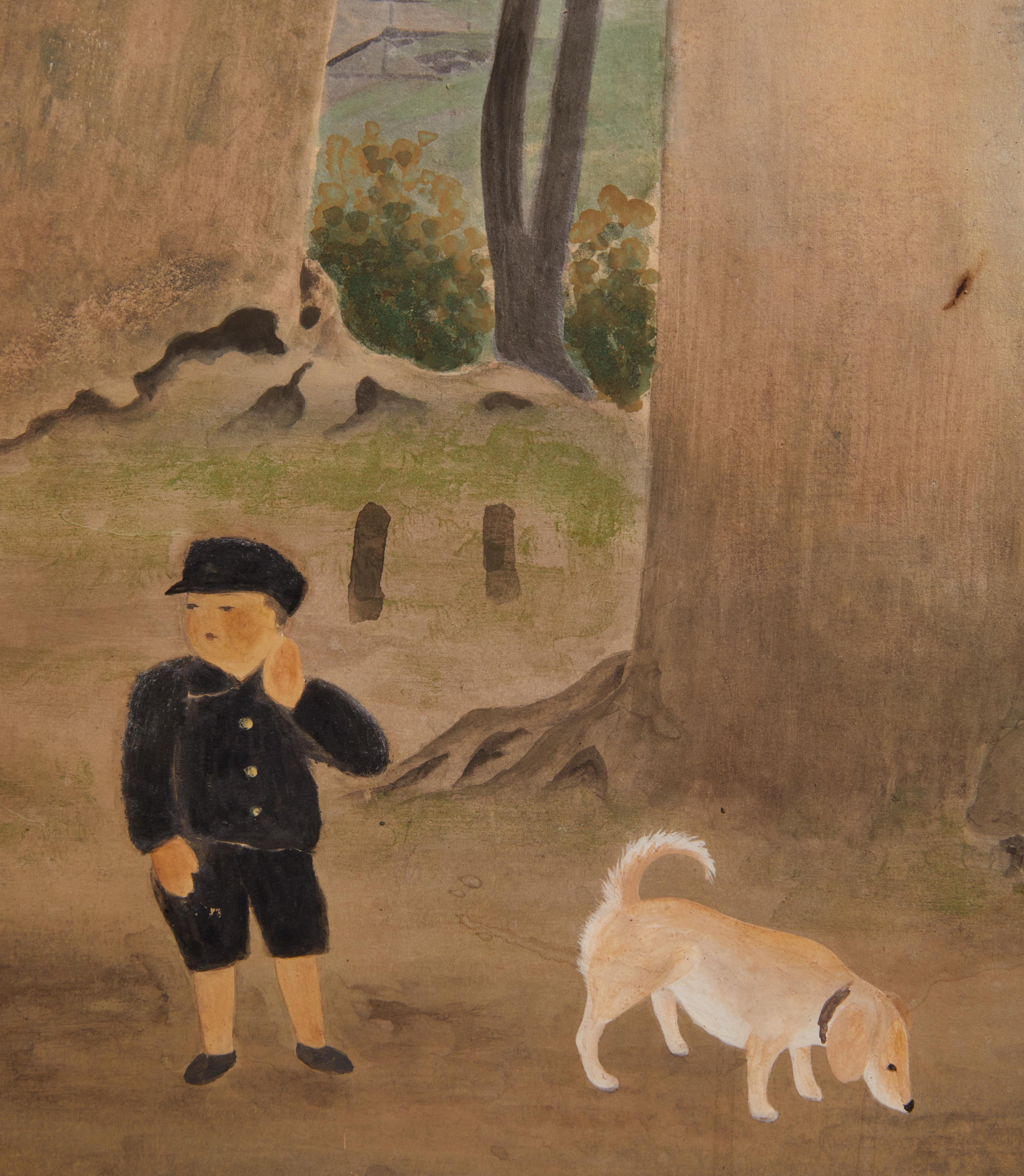 Artista: Katsumi Aizu, che ha vinto numerosi premi alla mostra Inten. Inchiostro e pigmenti minerali su carta di gelso con bordo in broccato di seta.