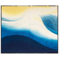 Japanese Two-Panel Screen Across the Ocean 'Kai Kou'
