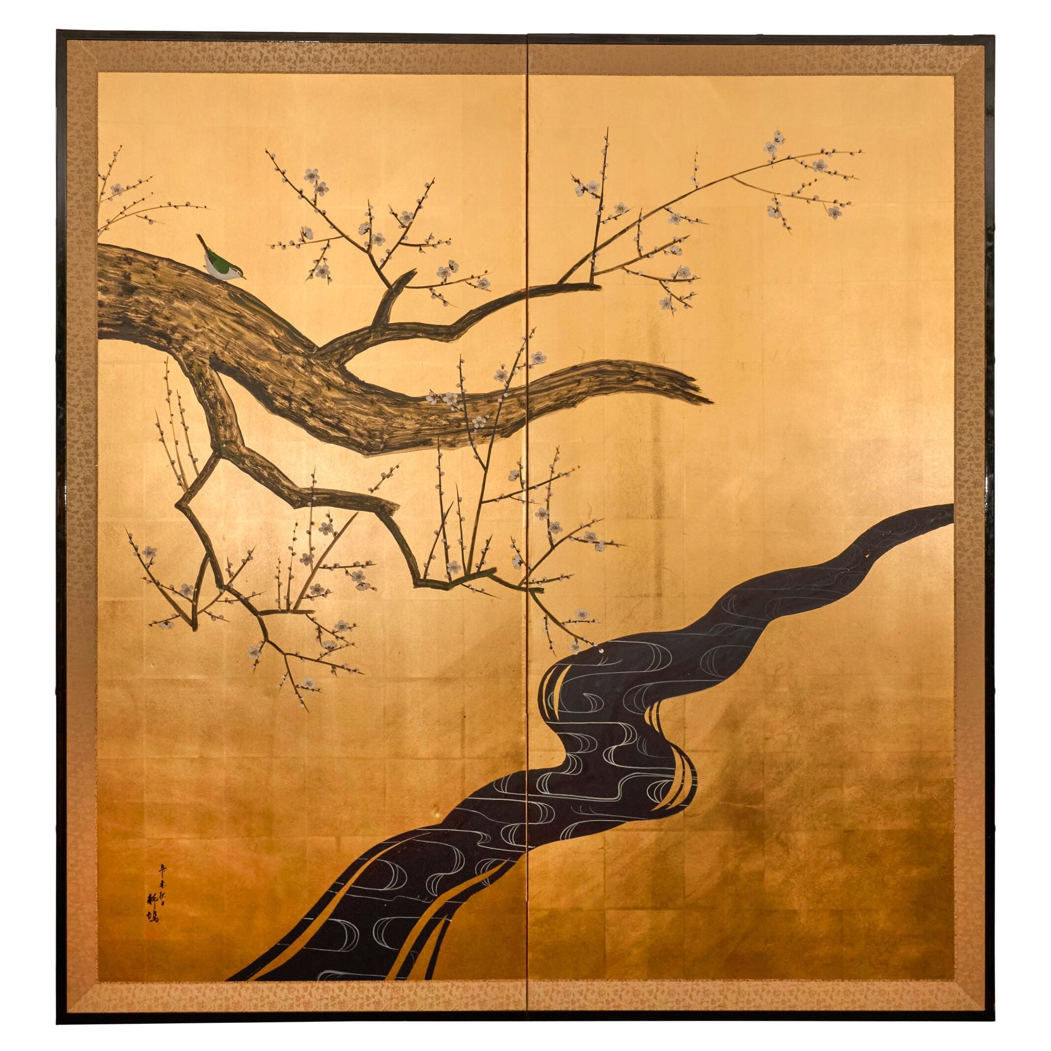 Japanese Two Panel Screen: "Autumn Day in the year 1931 (Xinwei)" For Sale