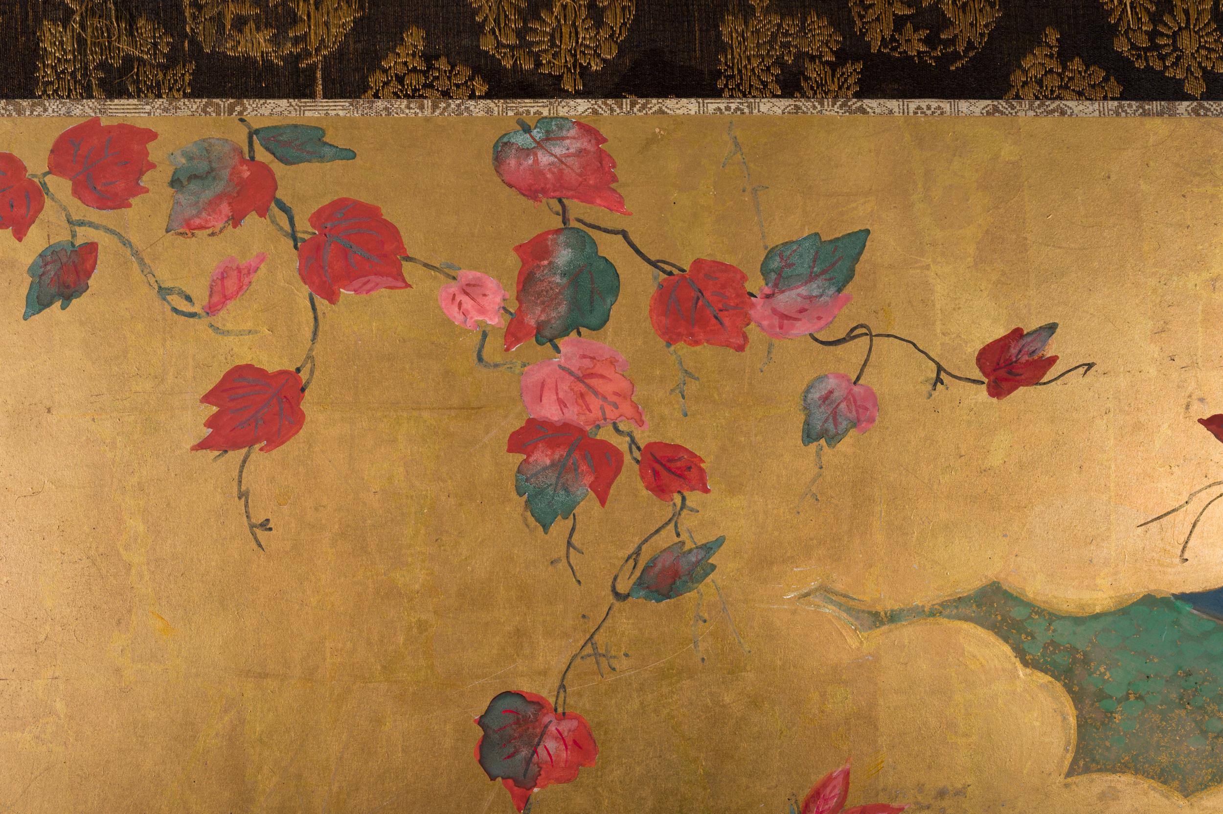Early 20th Century Japanese Two-Panel Screen Autumn into Winter