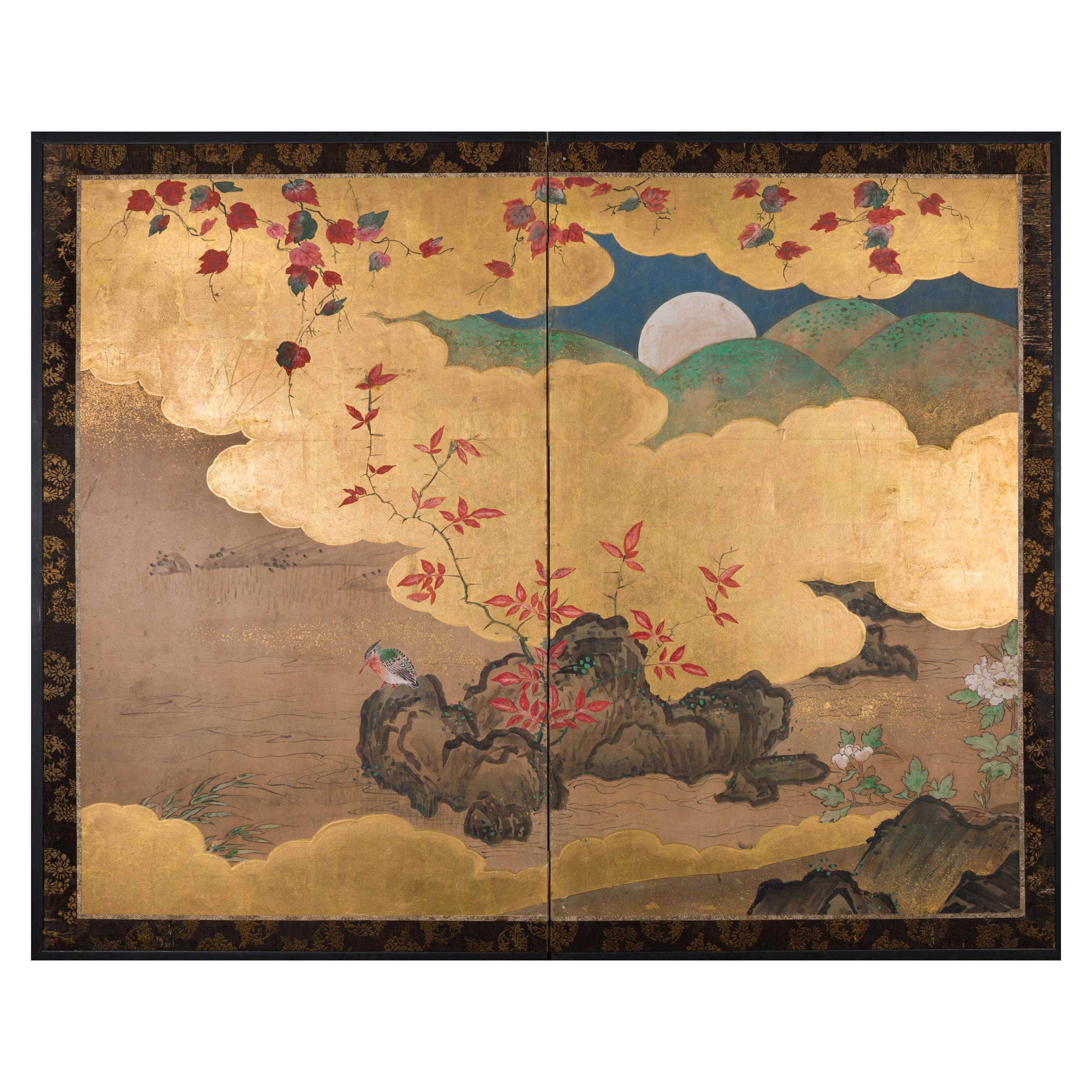 Japanese Two-Panel Screen Autumn into Winter