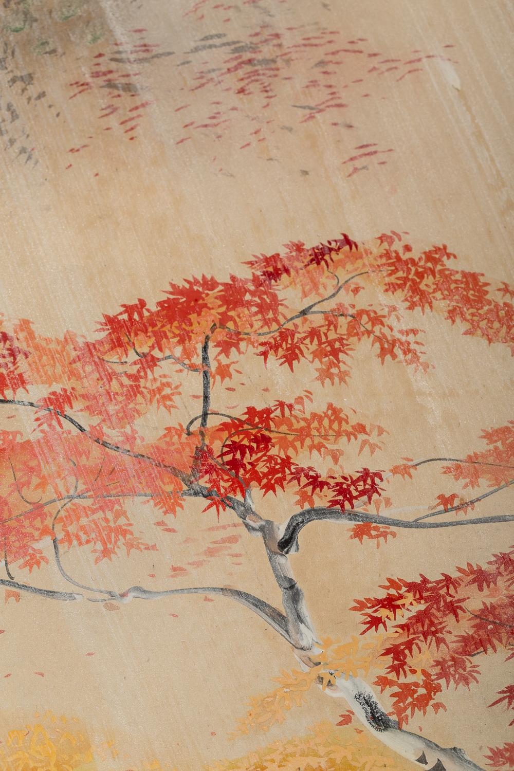 Japanese Two-Panel Screen, Autumn Kyoto Country Scene 2