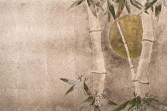 Japanese Two-Panel Screen: Bamboo in the Moonlight on Silver