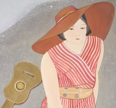 Japanese Two Panel Screen: Beach Party
