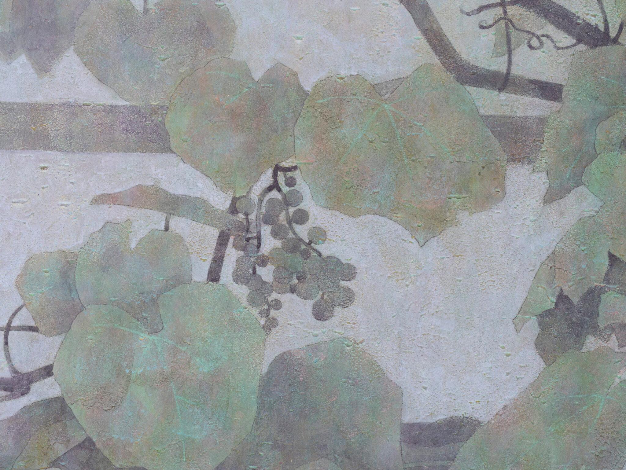 20th Century Japanese Two Panel Screen: Blue Vine For Sale