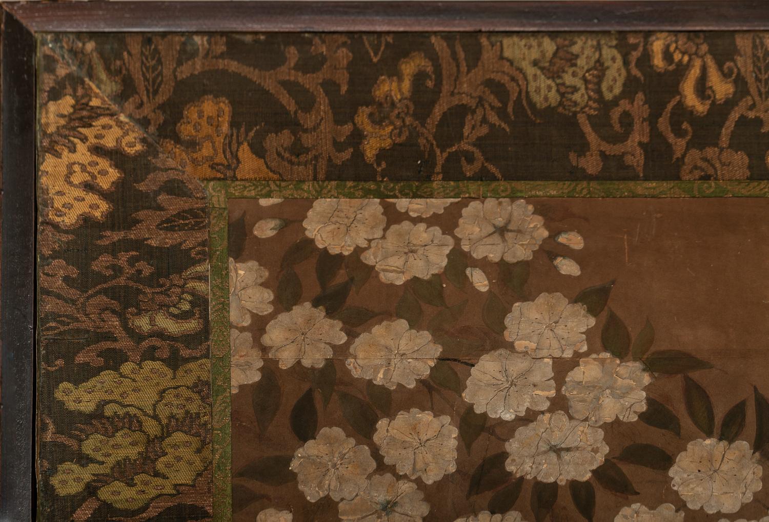 Japanese Two Panel Screen, Cherry Blossoms Viewing Party For Sale 3