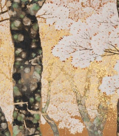 Japanese Two Panel Screen: Cherry Grove