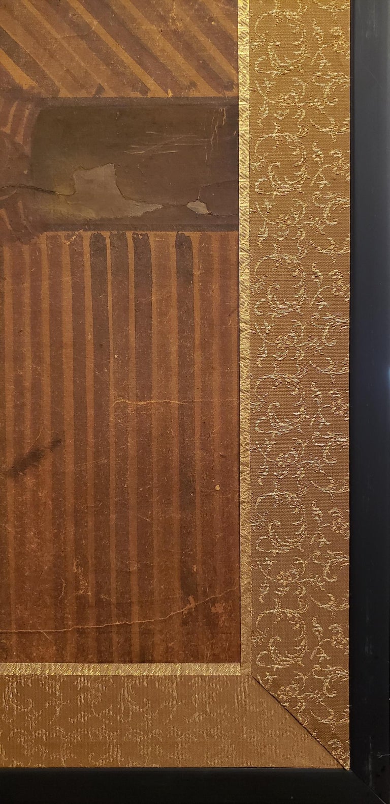 Japanese TwoPanel Screen Chrysanthemums Over a Woven Reed Fence at 1stDibs reed fence panels