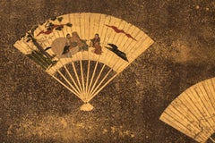 18th Century Japanese Two-Panel Screen Collection of Fans on Gold