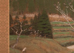 Japanese Two Panel Screen: Country Farm