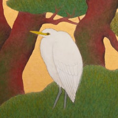 Japanese Two-Panel Screen: Egrets in Japanese Red Pine with Gold Ground