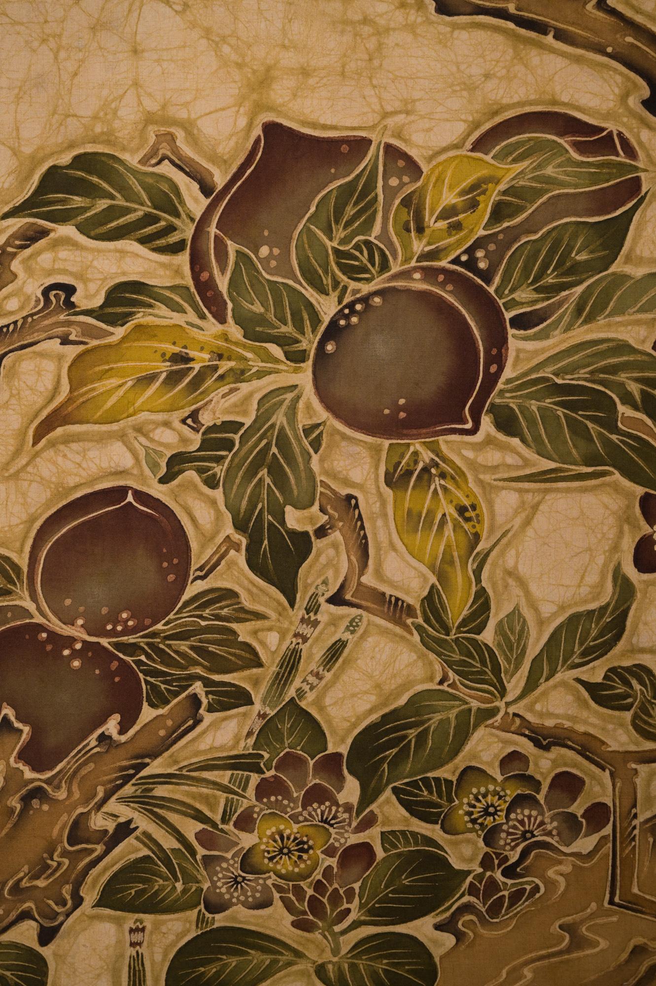Japanese Two Panel Screen Exotic Birds in a Fruit Tree 1