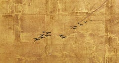 Japanese Two Panel Screen: Farm House