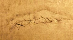 Japanischer Zwei-Panel-Bildschirm: Fischen auf dem Flachland