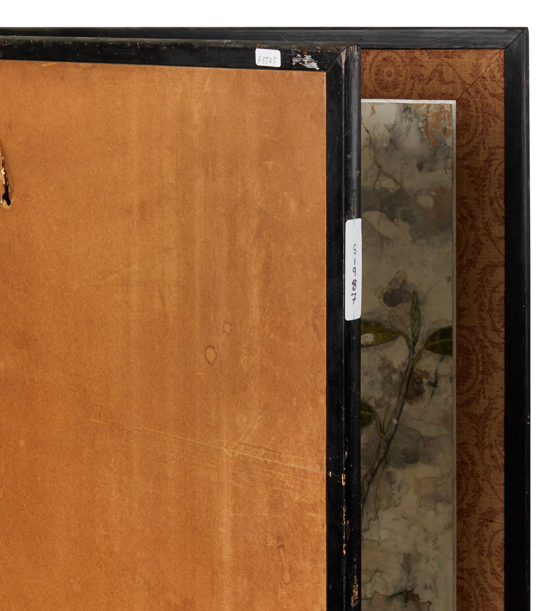 Japanese Two Panel Screen: Floral Tarashikomi For Sale 3