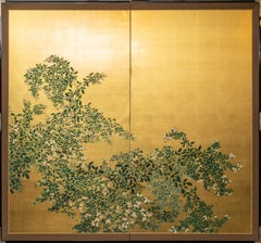 Japanese Two Panel Screen: Flowering Hedge (Japanese Privet)