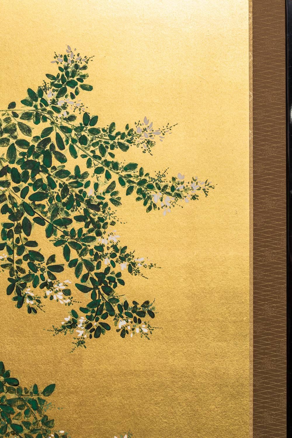 Japanese Two Panel Screen: Flowering Hedge (Japanese Privet) 1