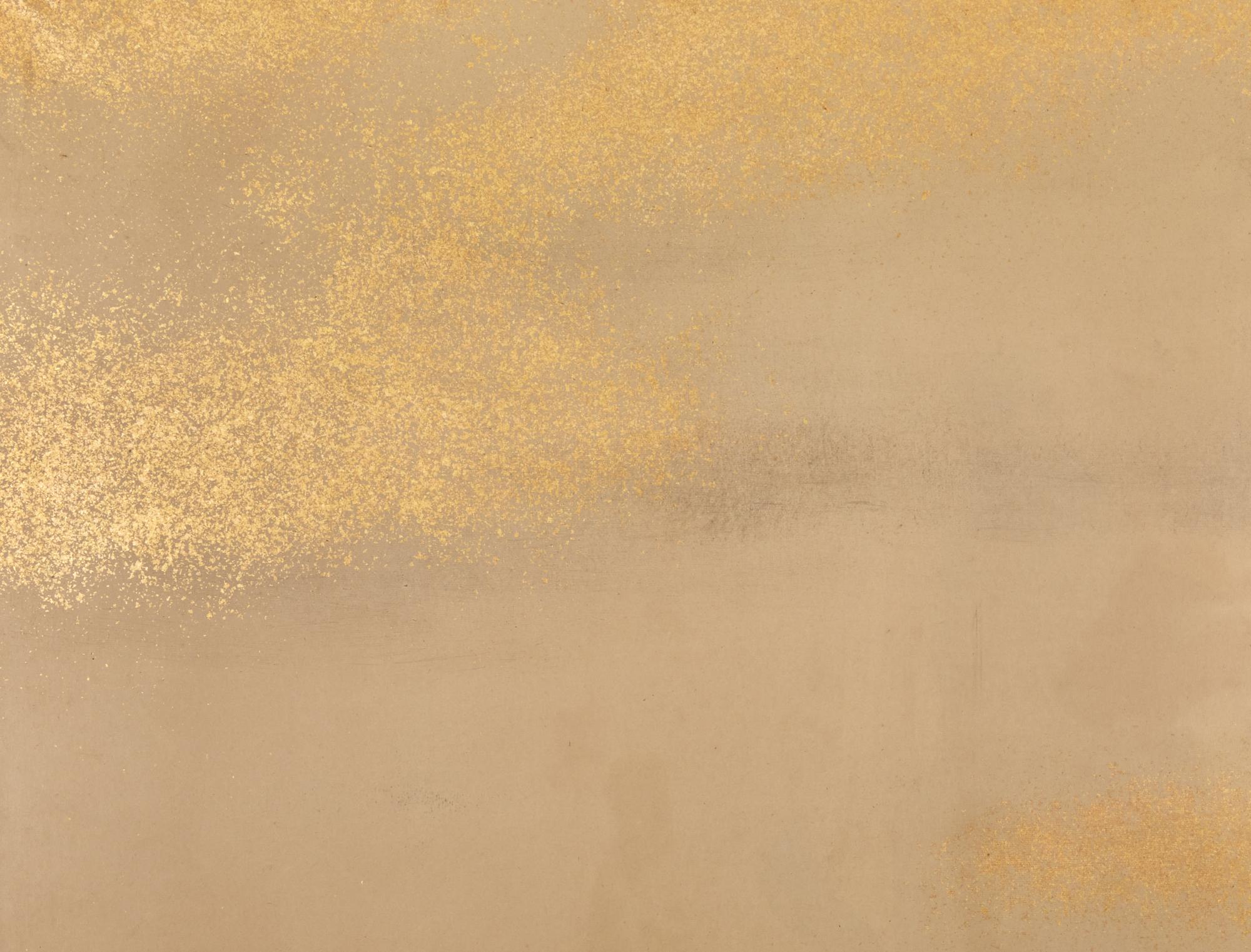 Japanese Two Panel Screen: Full Moon Through Gold Dust Clouds For Sale 1