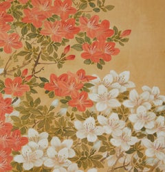 Japanese Two Panel Screen: Garden Landscape