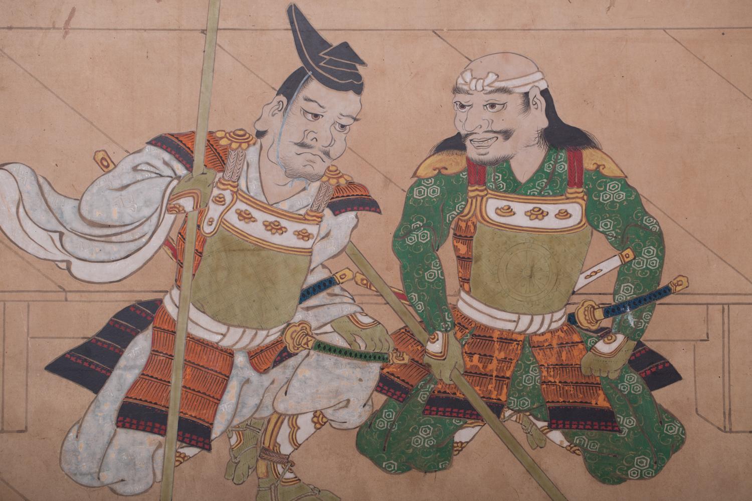 Écran japonais à deux panneaux : Guerriers de Genpei en vente 4