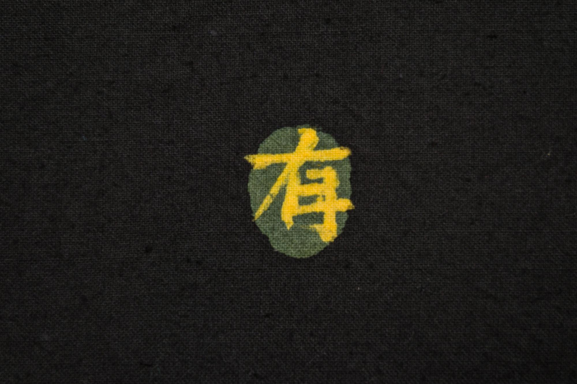 Japanischer japanischer Raumteiler mit zwei Tafeln, geometrisches Design auf montiertem Textil im Angebot 5