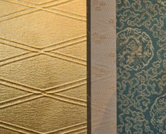 Japanese Two Panel Screen: Gold Lattice