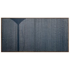 Japanese Two-Panel Screen, Handmade Paper with Silver and Silk