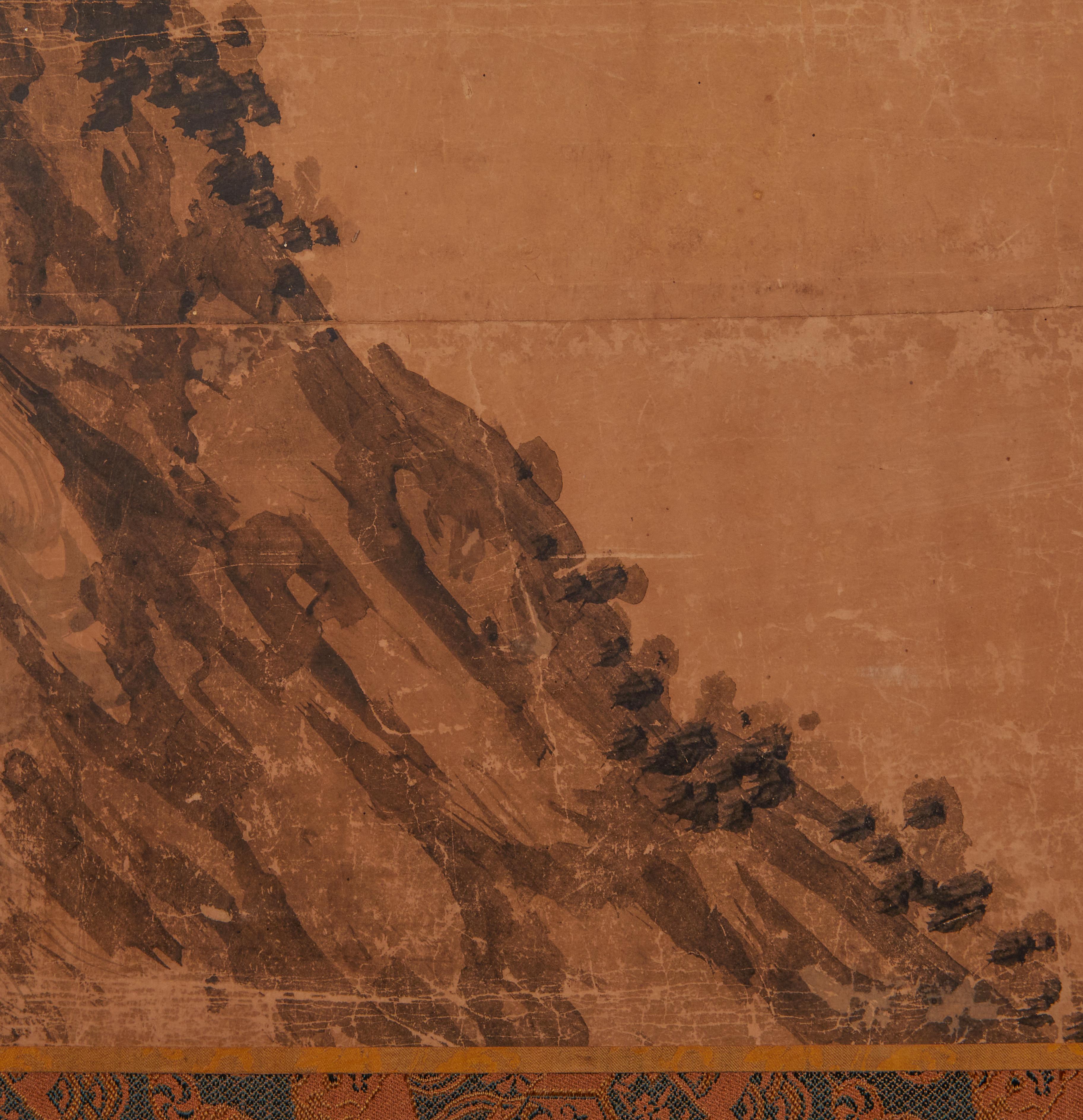 XVIIIe siècle et antérieur Paravent japonais à deux panneaux : Hawk perché dans un arbre de pin en vente