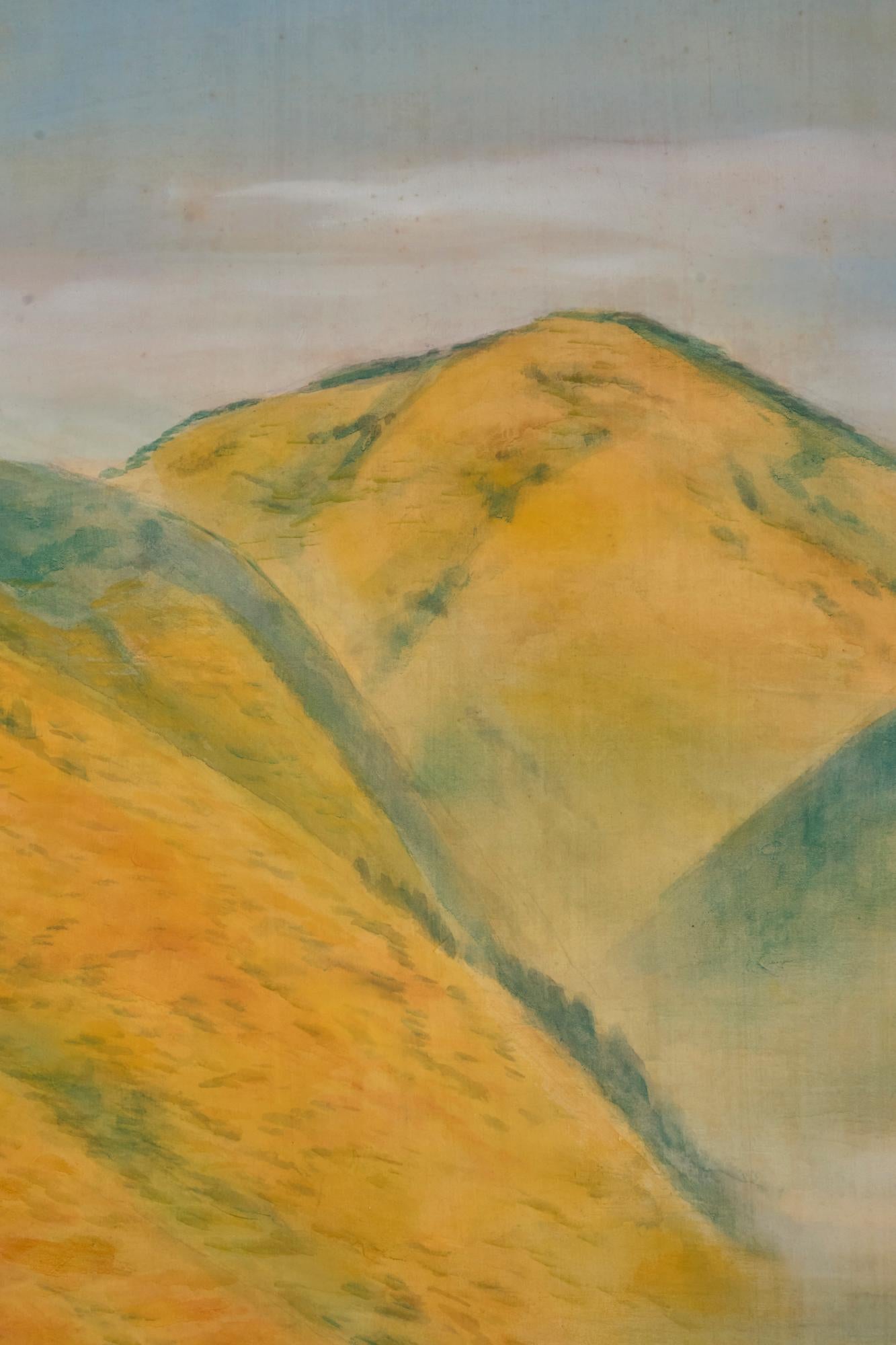 Biombo Japonés de Dos Paneles: Las Colinas de Higashiyama en Otoño en Bueno estado para la venta en Hudson, NY