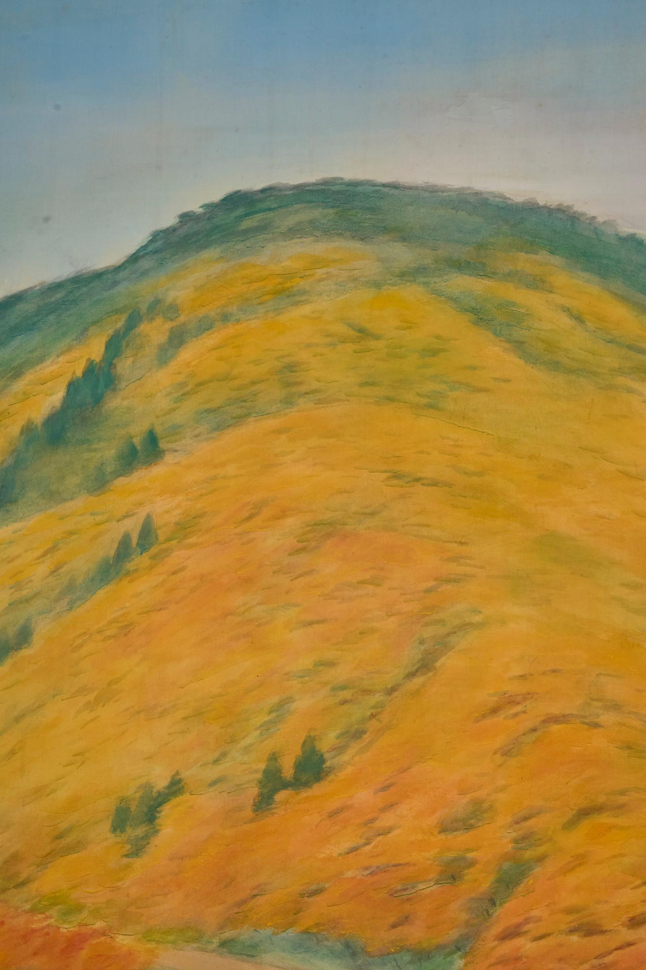 Biombo Japonés de Dos Paneles: Las Colinas de Higashiyama en Otoño Bronce en venta