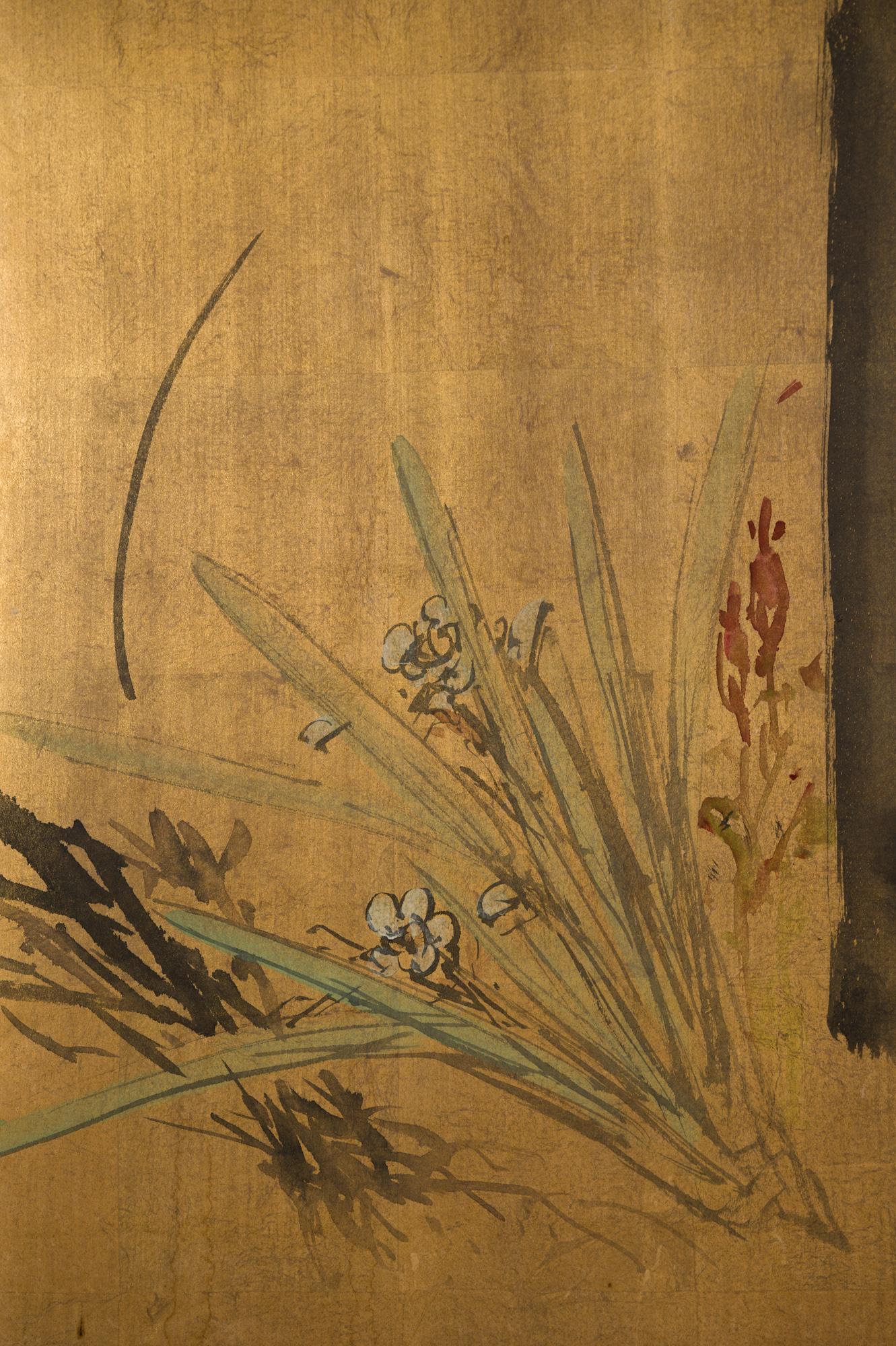 Biombo Japonés de Dos Paneles: Ikebana 'Arreglo floral en venta 3