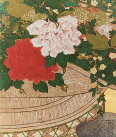 Japanese Two Panel Screen: Ikebana