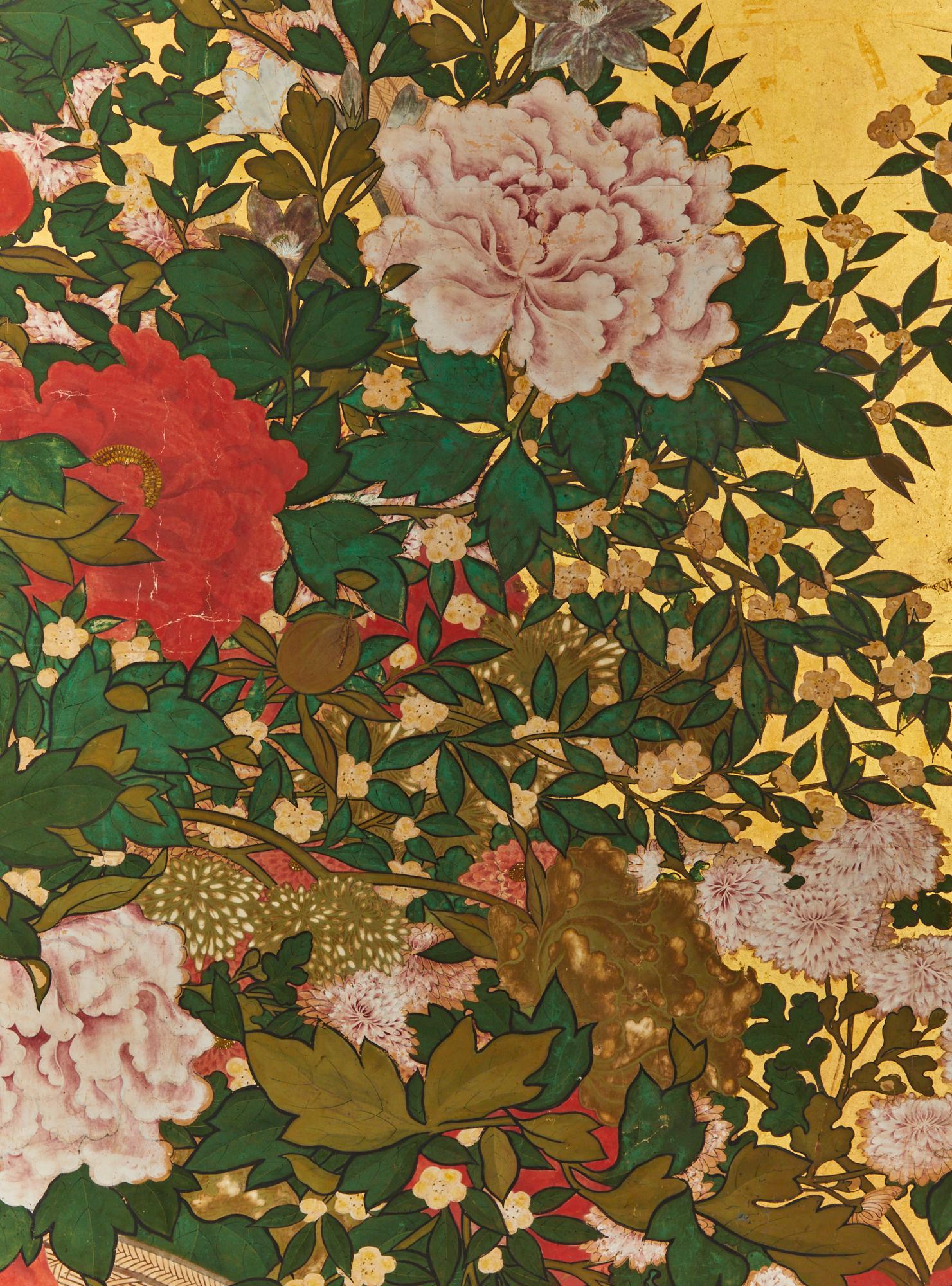 Biombo Japonés de Dos Paneles: Ikebana en Bueno estado para la venta en Hudson, NY