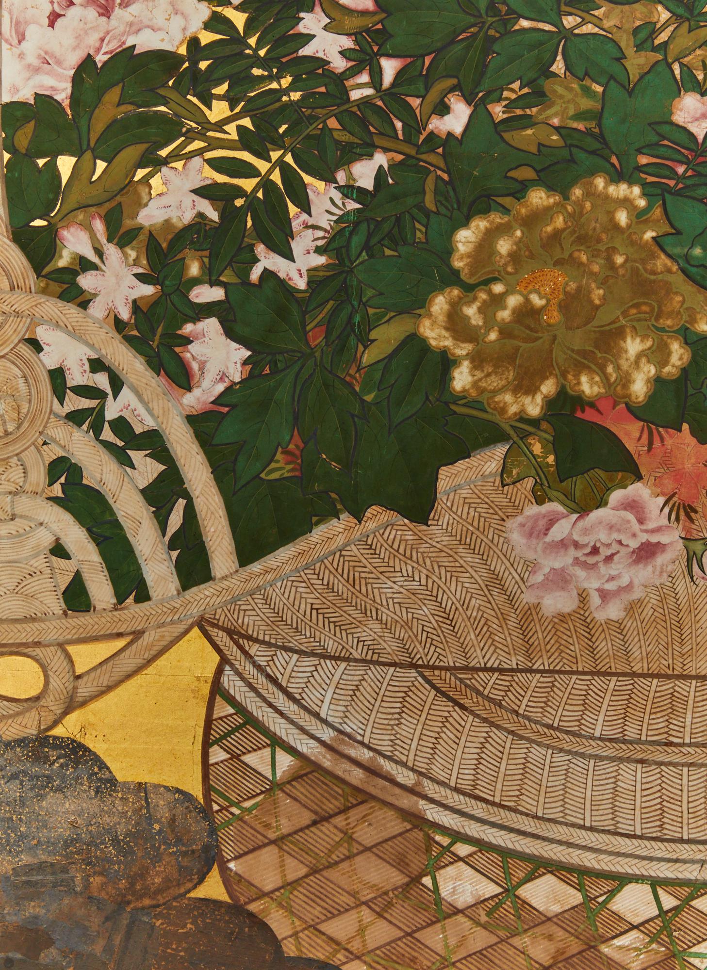 Biombo Japonés de Dos Paneles: Ikebana en venta 1