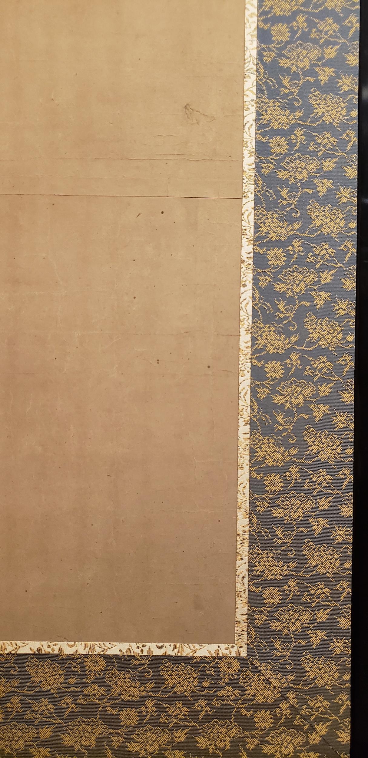 Japanische Zwei-Tafel-Siebdruck-Tintenmalerei von Bananenblättern auf Mulberry-Papier (18. Jahrhundert) im Angebot