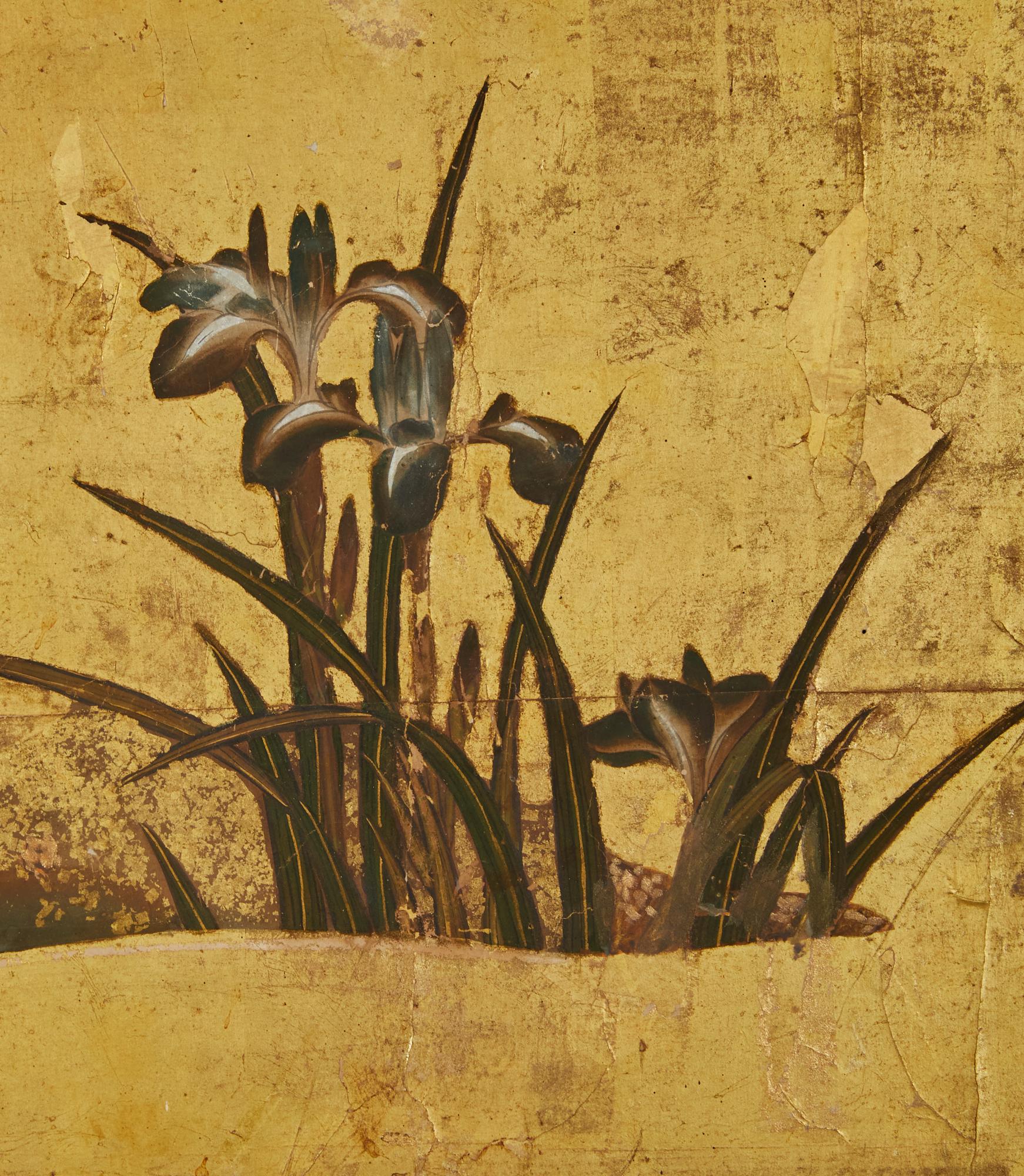 Giapponese Paravento giapponese a due pannelli: Iris By Rivers Edge in vendita